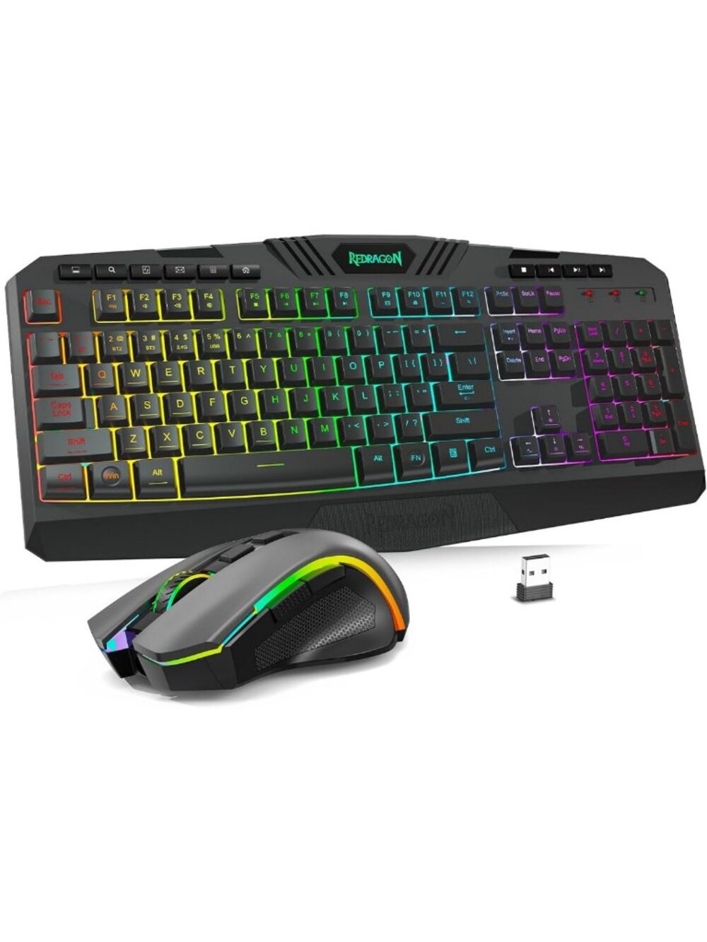 Wireless RGB Gaming Keyboard & Mouse Set, Tri-Mode, 4800 DPI, 10 Multimedia Keys